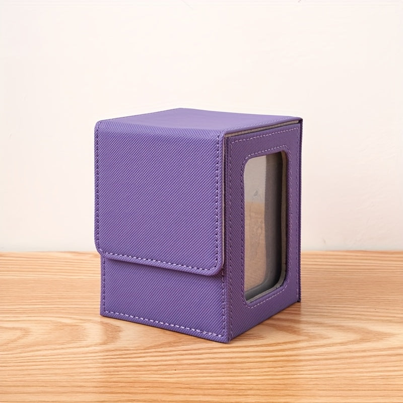 Caja premium apilable de almacenamiento para cartas de PU multicolor, con ventana de exhibición, para 120 cartas; adecuada para juegos de mesa TCG como MTG y PTCG.