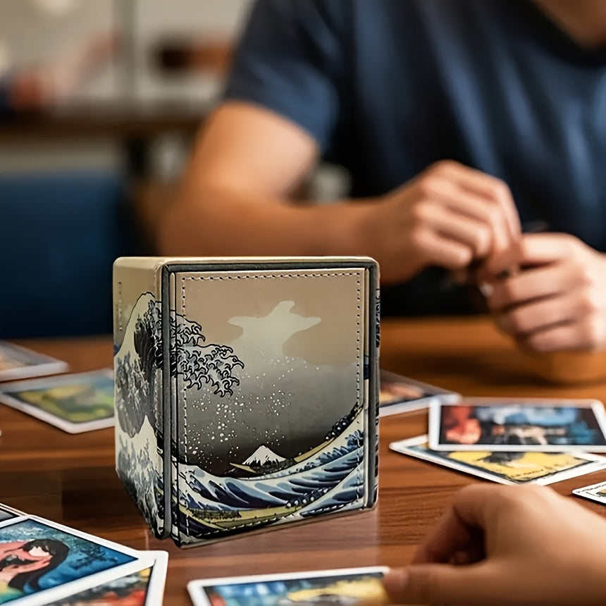 200-Card Starry Sky Pattern Card Box | Faux Leather, Flip Top Closure, Suitable for Collecting Card Games, Non-water Resistant