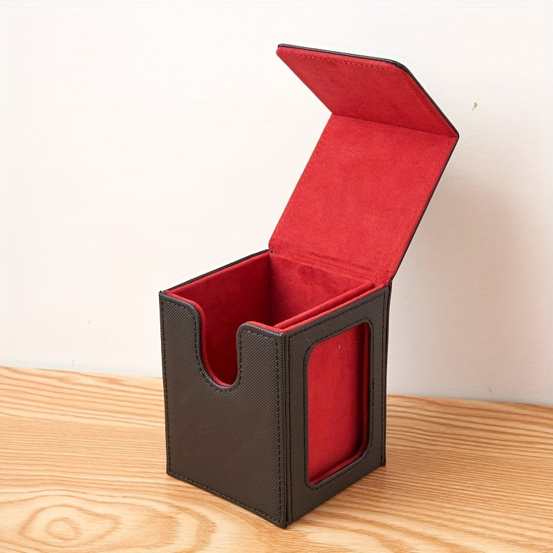Caja premium apilable de almacenamiento para cartas de PU multicolor, con ventana de exhibición, para 120 cartas; adecuada para juegos de mesa TCG como MTG y PTCG.