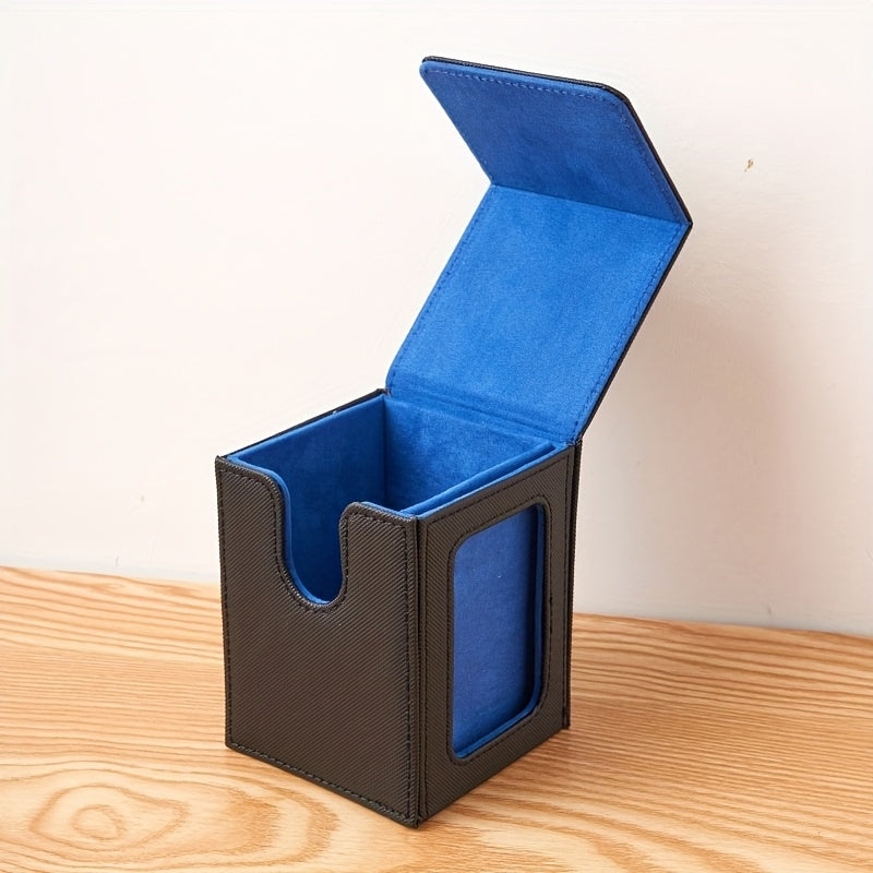 Caja premium apilable de almacenamiento para cartas de PU multicolor, con ventana de exhibición, para 120 cartas; adecuada para juegos de mesa TCG como MTG y PTCG.