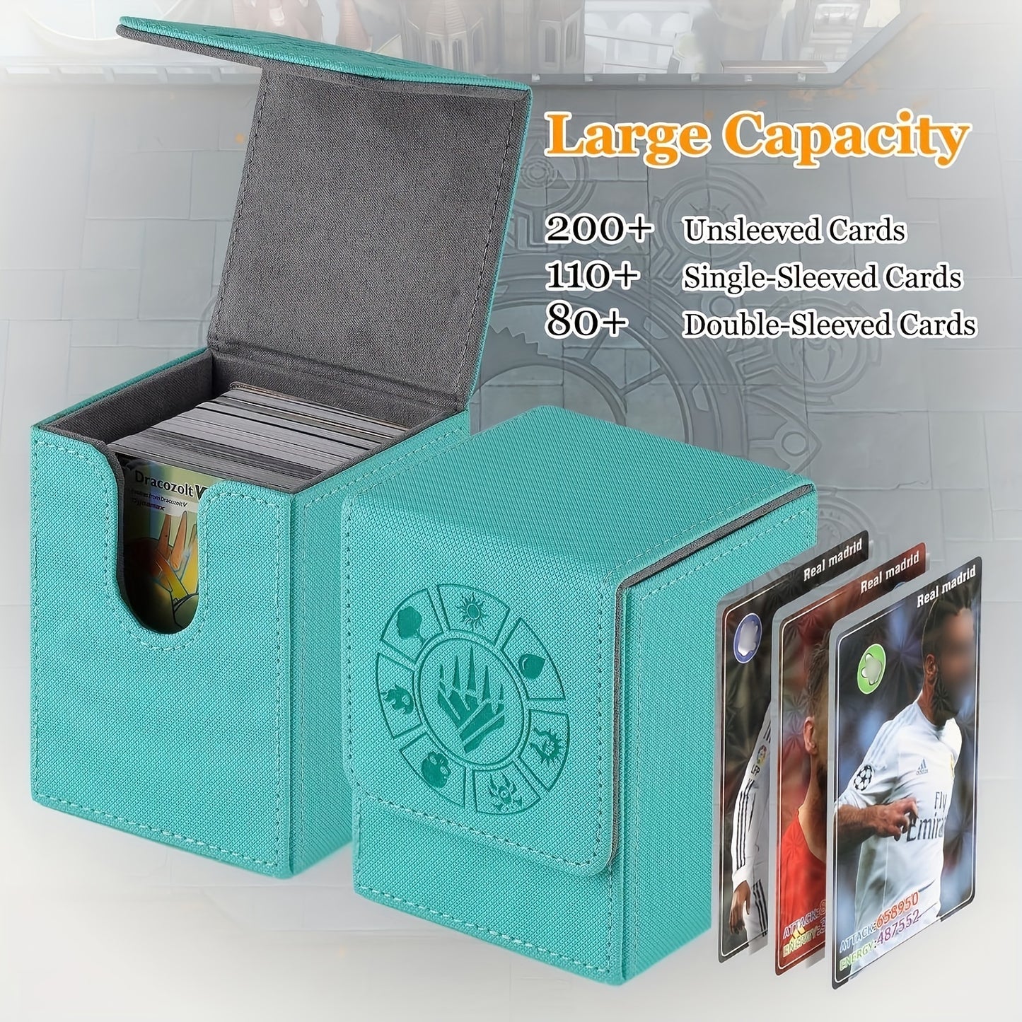 Card Box, 150+ Storage Space, with 50 Card Sleeves, Advanced Collection Edition MTG Card Box, Suitable for Trading Card Games Yugioh, etc