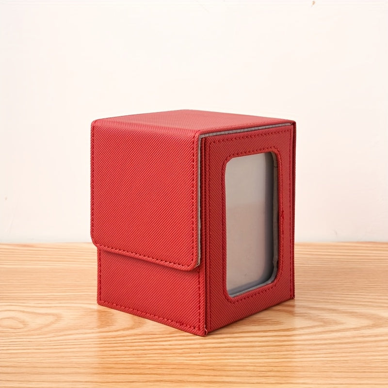 Caja premium apilable de almacenamiento para cartas de PU multicolor, con ventana de exhibición, para 120 cartas; adecuada para juegos de mesa TCG como MTG y PTCG.