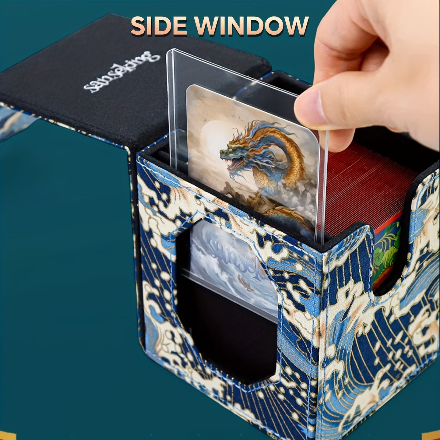 Caja premium magnética para cartas con ventana de exhibición, diseño asiático – 1 unidad