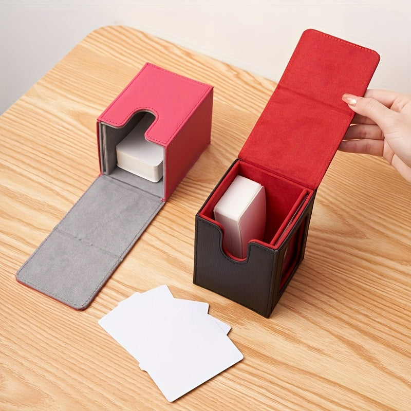 Caja premium apilable de almacenamiento para cartas de PU multicolor, con ventana de exhibición, para 120 cartas; adecuada para juegos de mesa TCG como MTG y PTCG.