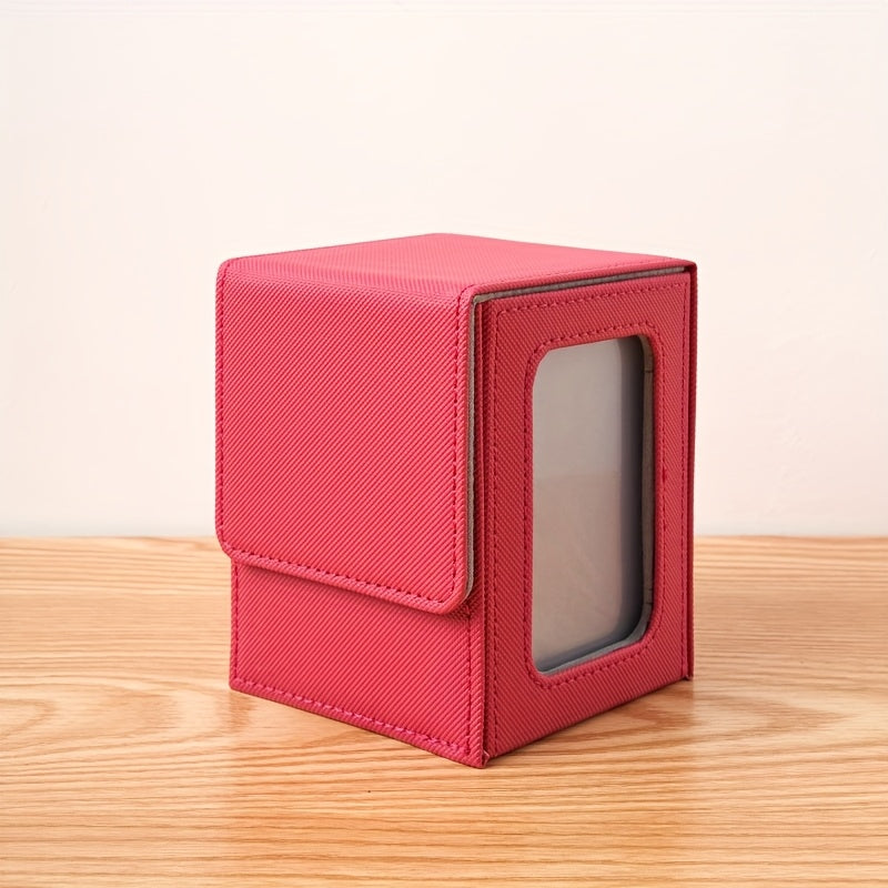Caja premium apilable de almacenamiento para cartas de PU multicolor, con ventana de exhibición, para 120 cartas; adecuada para juegos de mesa TCG como MTG y PTCG.