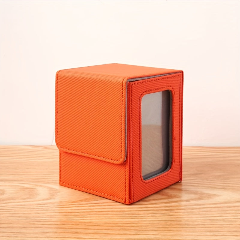 Caja premium apilable de almacenamiento para cartas de PU multicolor, con ventana de exhibición, para 120 cartas; adecuada para juegos de mesa TCG como MTG y PTCG.