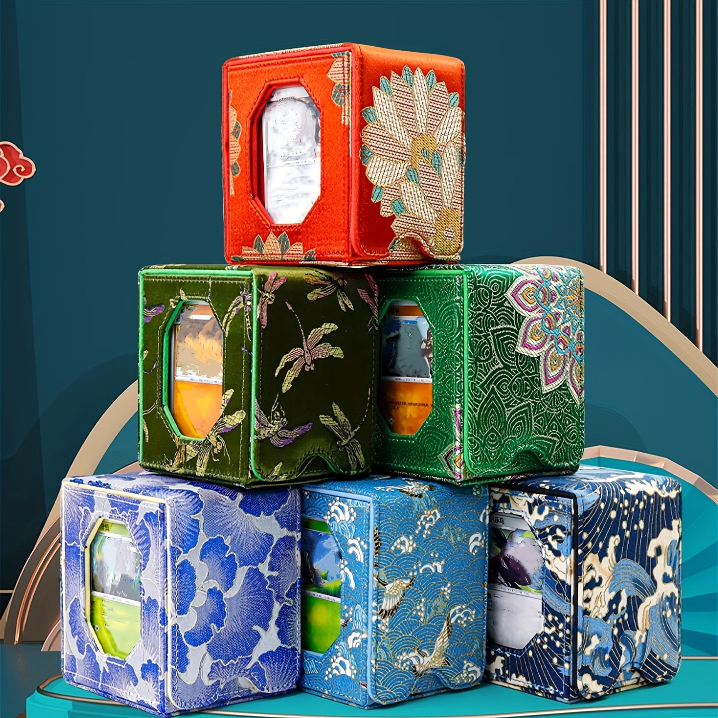 Caja premium magnética para cartas con ventana de exhibición, diseño asiático – 1 unidad