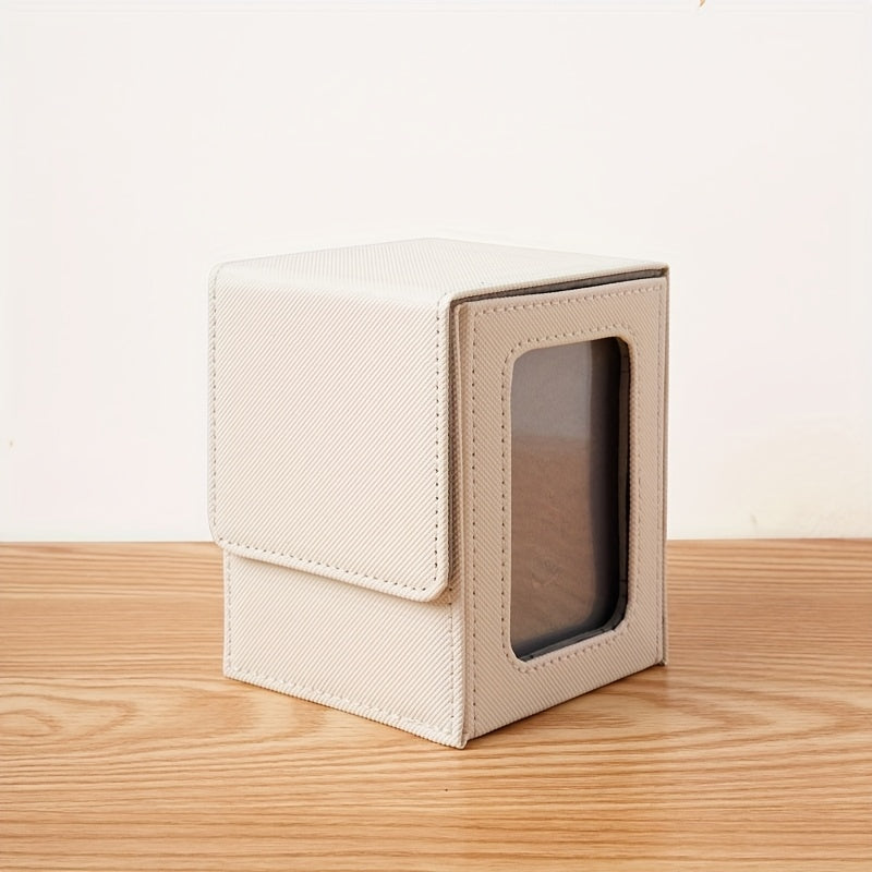Caja premium apilable de almacenamiento para cartas de PU multicolor, con ventana de exhibición, para 120 cartas; adecuada para juegos de mesa TCG como MTG y PTCG.