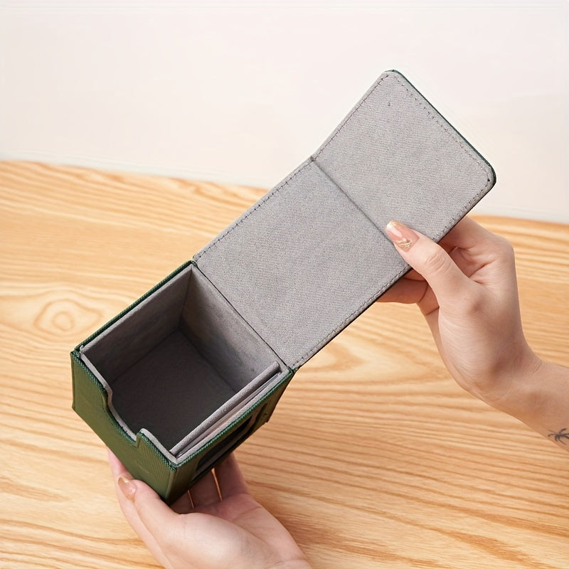 Caja premium apilable de almacenamiento para cartas de PU multicolor, con ventana de exhibición, para 120 cartas; adecuada para juegos de mesa TCG como MTG y PTCG.