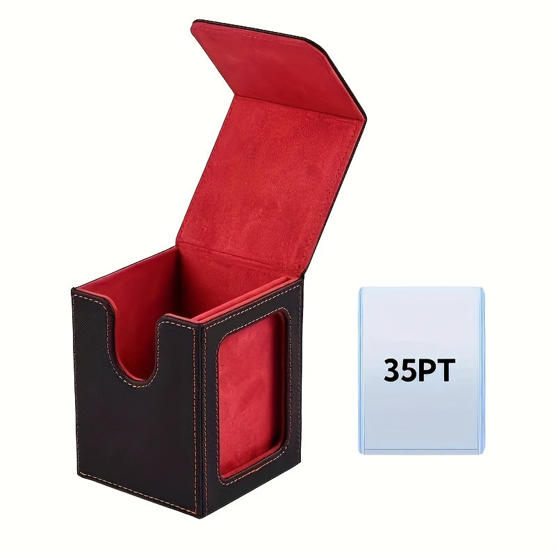 Caja premium apilable de almacenamiento para cartas de PU multicolor, con ventana de exhibición, para 120 cartas; adecuada para juegos de mesa TCG como MTG y PTCG.