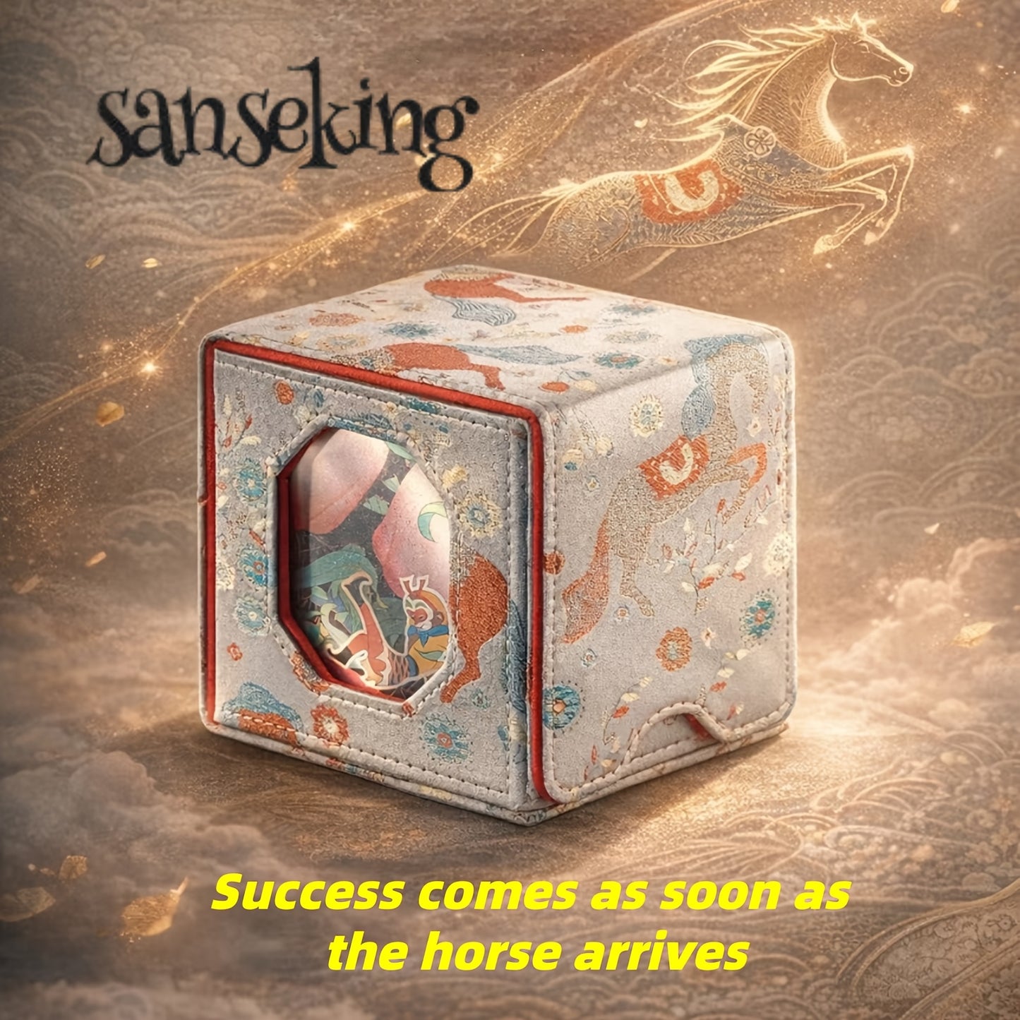 [Sanseking] 2026 New Brocade Deck Box | Chinese Style Sateen Magnetic Game Card Case With Display Window, Suitable For 130+ Sport Star Cards, Ideal For Birthday Gifts & Board Games