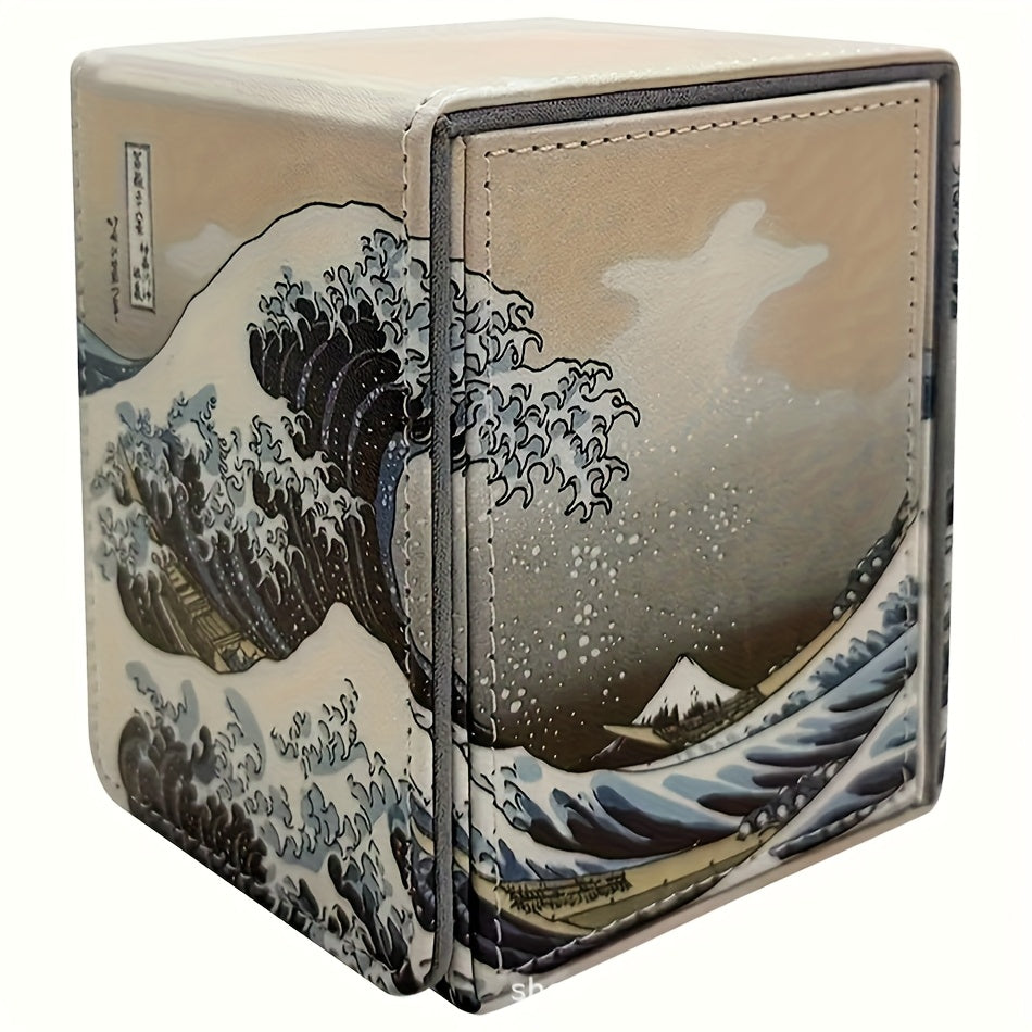 200-Card Starry Sky Pattern Card Box | Faux Leather, Flip Top Closure, Suitable for Collecting Card Games, Non-water Resistant