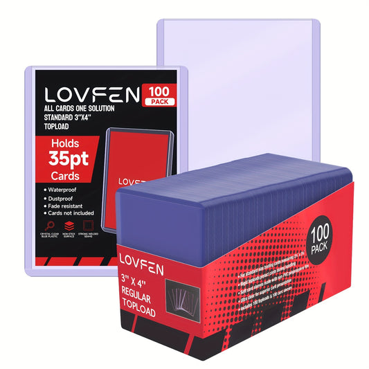 LOVFEN - 100 Count 35Pt Top Load for Cards -Clear, Durable 35Pt PVC Material, Protective And Acid-Free, 1 Packs of 100 - Ideal for Storing And Displaying, Halloween Christmas Gifts