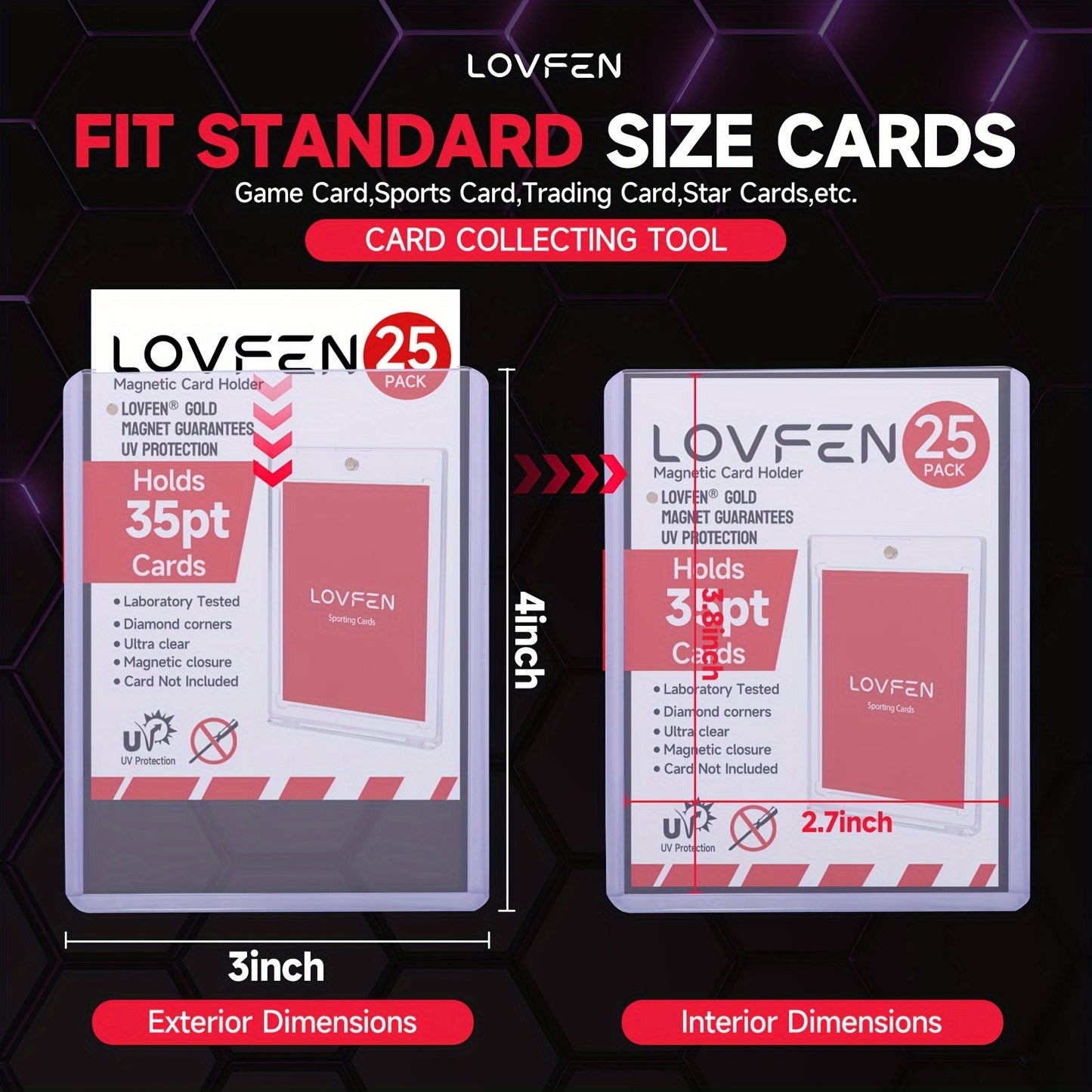 LOVFEN - 100 Count 35Pt Top Load for Cards -Clear, Durable 35Pt PVC Material, Protective And Acid-Free, 1 Packs of 100 - Ideal for Storing And Displaying, Halloween Christmas Gifts