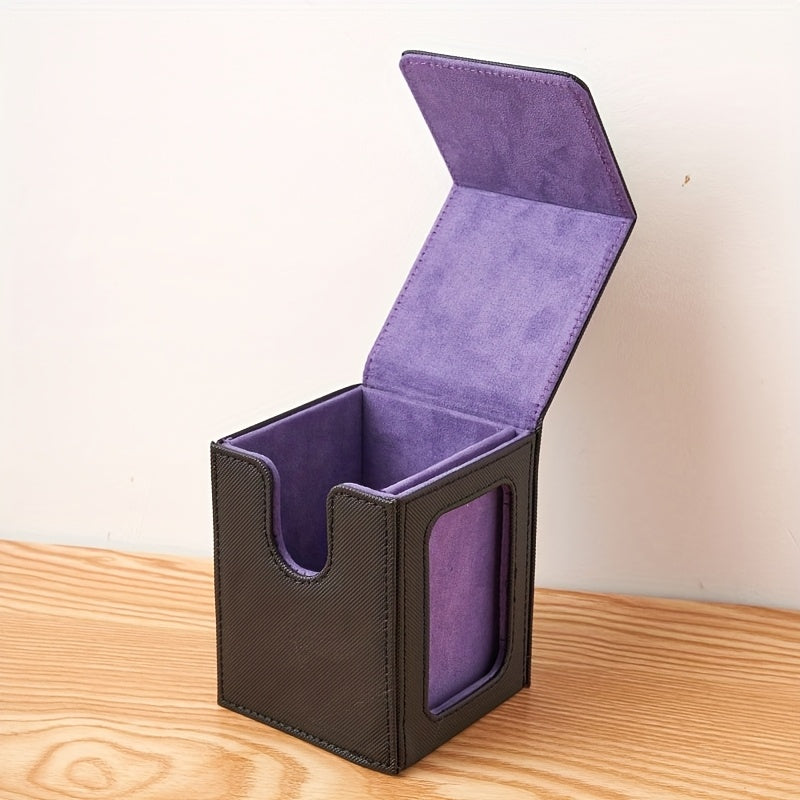 Caja premium apilable de almacenamiento para cartas de PU multicolor, con ventana de exhibición, para 120 cartas; adecuada para juegos de mesa TCG como MTG y PTCG.