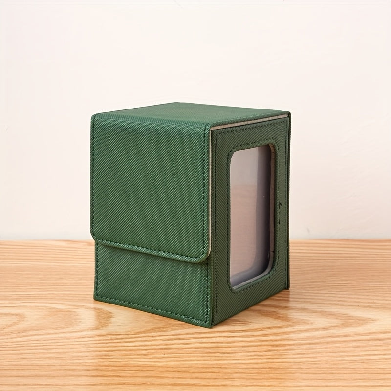 Caja premium apilable de almacenamiento para cartas de PU multicolor, con ventana de exhibición, para 120 cartas; adecuada para juegos de mesa TCG como MTG y PTCG.