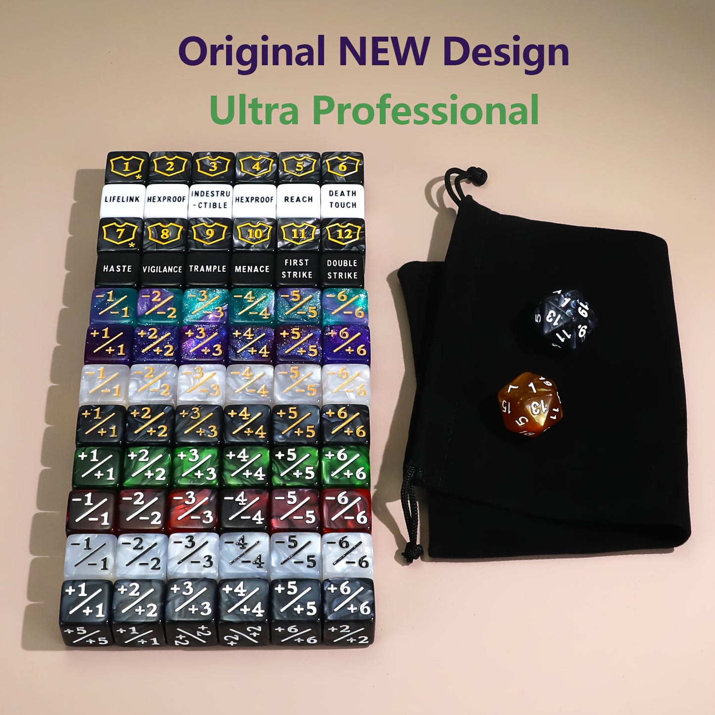 74pcs Dice Counters Keyword Counters Life Counter 1/+1 Counters Commander Buff Tokens 6 Sided Dice Set for This Great Magic Meeting, TCG, Card Games Accessories