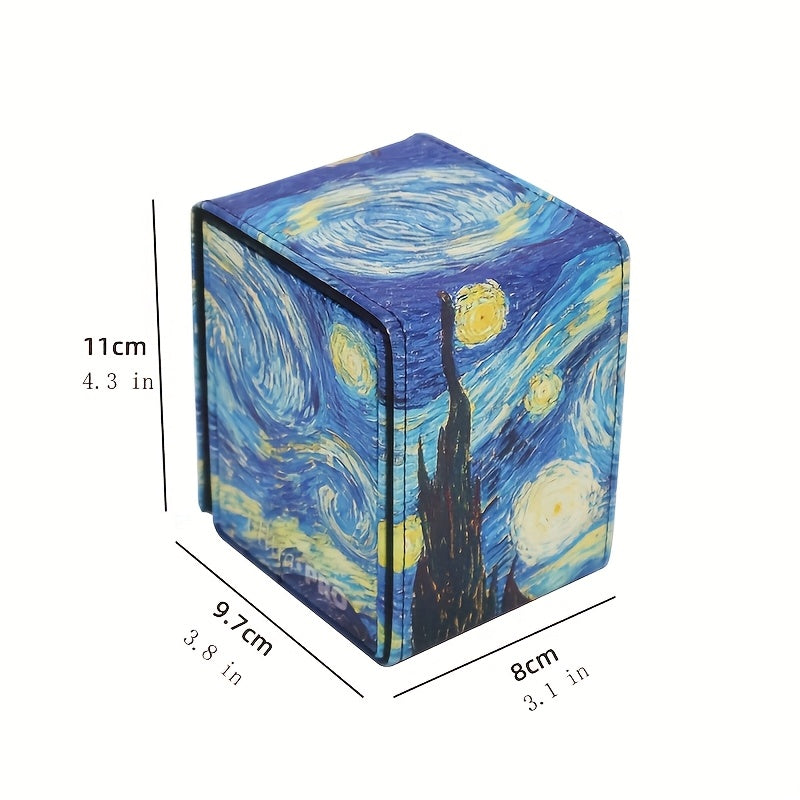 200-Card Starry Sky Pattern Card Box | Faux Leather, Flip Top Closure, Suitable for Collecting Card Games, Non-water Resistant
