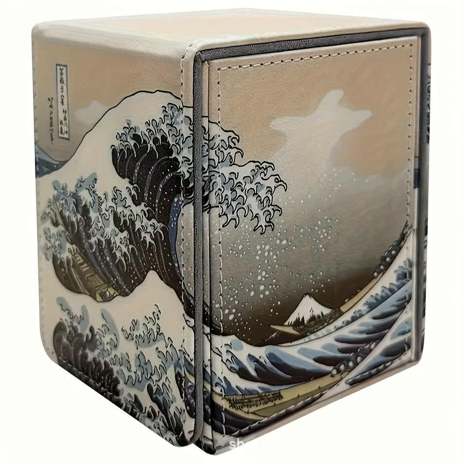 200-Card Starry Sky Pattern Card Box | Faux Leather, Flip Top Closure, Suitable for Collecting Card Games, Non-water Resistant