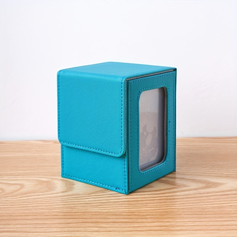 Caja premium apilable de almacenamiento para cartas de PU multicolor, con ventana de exhibición, para 120 cartas; adecuada para juegos de mesa TCG como MTG y PTCG.