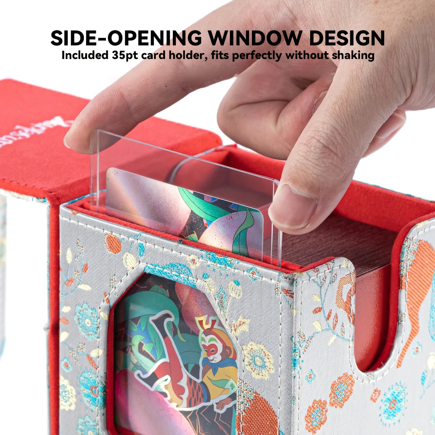 [Sanseking] 2026 New Brocade Deck Box | Chinese Style Sateen Magnetic Game Card Case With Display Window, Suitable For 130+ Sport Star Cards, Ideal For Birthday Gifts & Board Games