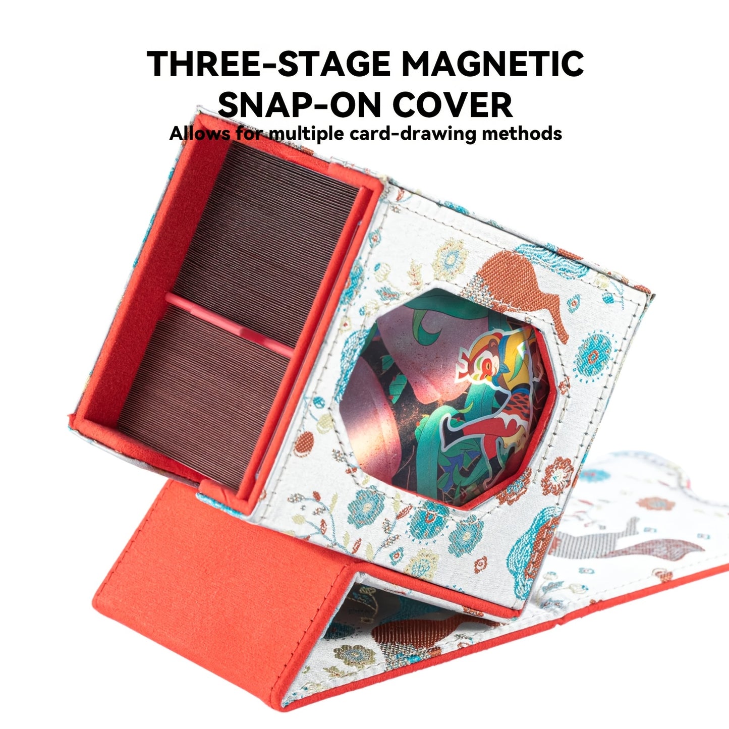 [Sanseking] 2026 New Brocade Deck Box | Chinese Style Sateen Magnetic Game Card Case With Display Window, Suitable For 130+ Sport Star Cards, Ideal For Birthday Gifts & Board Games