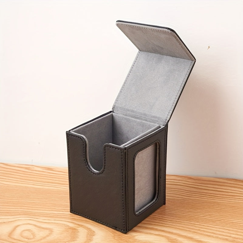 Caja premium apilable de almacenamiento para cartas de PU multicolor, con ventana de exhibición, para 120 cartas; adecuada para juegos de mesa TCG como MTG y PTCG.
